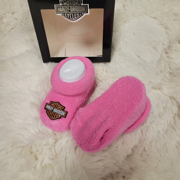 Harley Davidson Hot Pink Boxed Bootie Slippers Baby Infant 0-3 Months Girl Gift - Picture 6 of 6